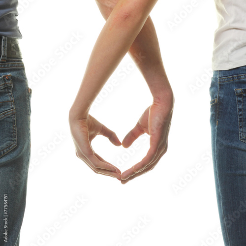 Valentine Couple in love showing Heart with their fingers