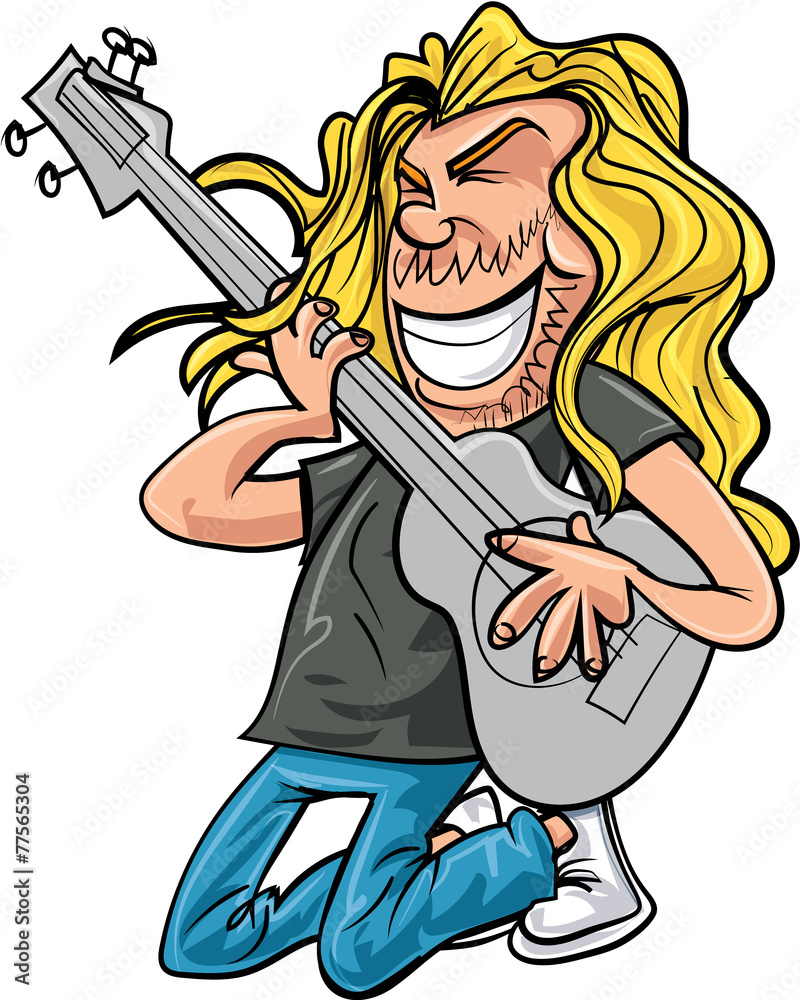 Cartoon rock guitar player playing rock music Stock Vector | Adobe Stock