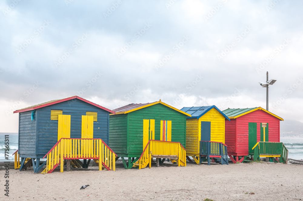 Multi-colored beach huts at Muizenberg