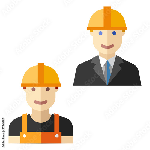 worker construction flat avatar set