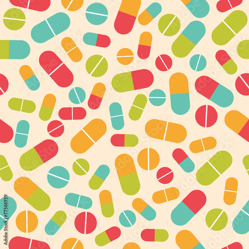 Pills collection. Medical pills and capsules seamless pattern. C
