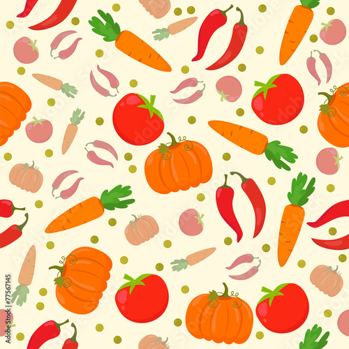 Seamless pattern with vegetables on a white background
