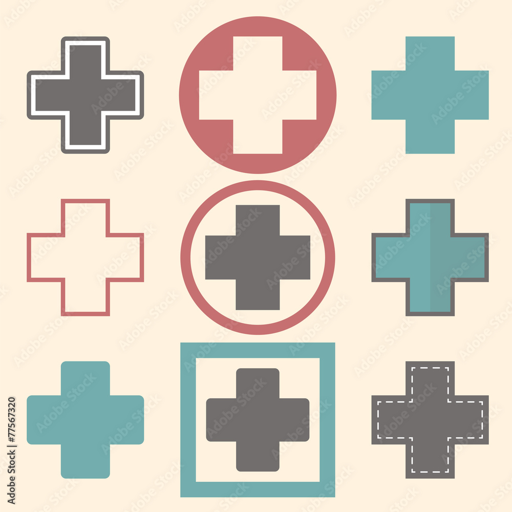 Set of medical logo icons with crosses. Medical design Set of medical logo icons with crosses. Medical design