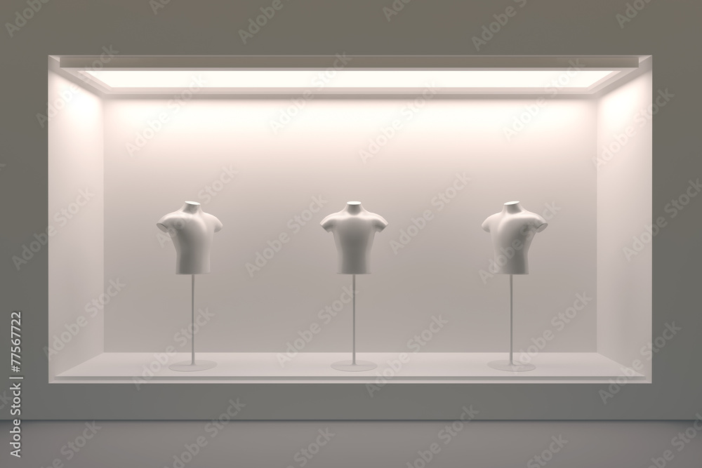 Fotografija Empty storefront or podium with lighting and a big window