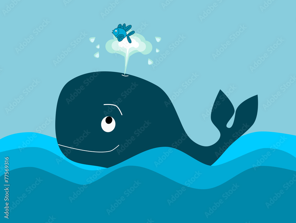 Obraz premium The big whale and the little fish