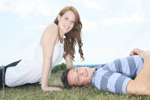 A couple outside having fun together outside