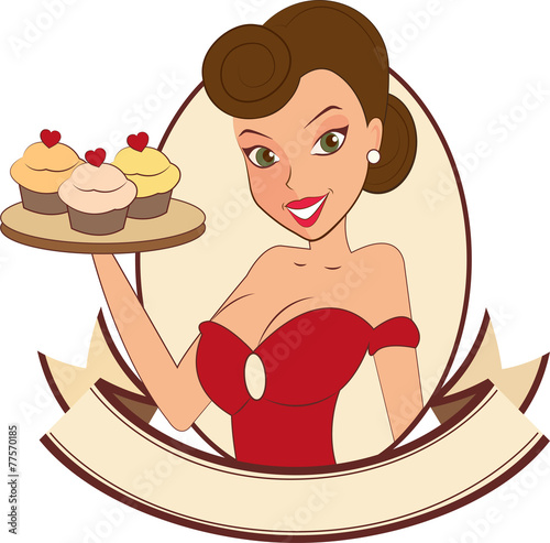 Beautiful young woman holding cupcakes