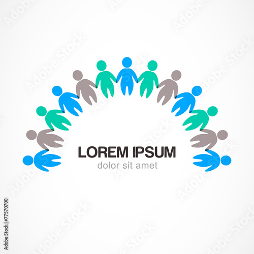 Business background template with colorful people. Vector illust