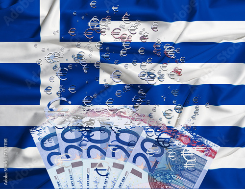 20 euro banknote dissolving as a concept of economic crisis in g
