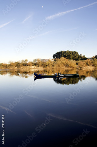 Landscape with  boats in the river shore © inacio pires
