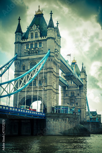 Tower Bridge London, UK with vintage tone #77572370