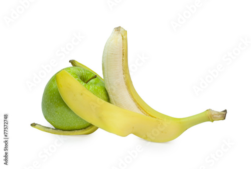 banana green apple hugging photo