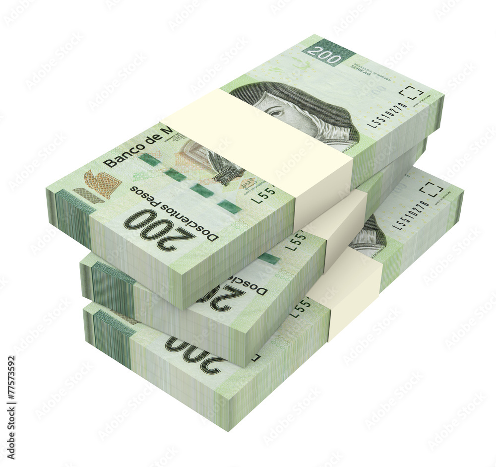Mexican pesos isolated on white background. Mexican pesos isolated on white background.