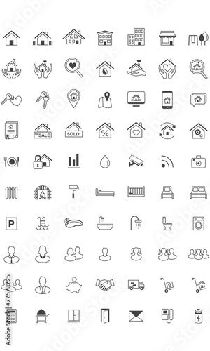 Real Estate icon set, Line , Minimalistic, Home