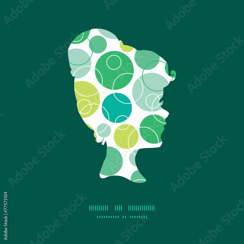 Vector abstract green circles girl portrait silhouette pattern