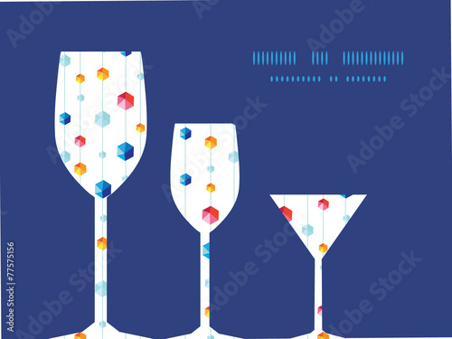 Vector abstract hanging jewels striped three wine glasses