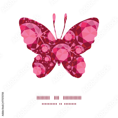 Vector ruby butterfly silhouette pattern frame