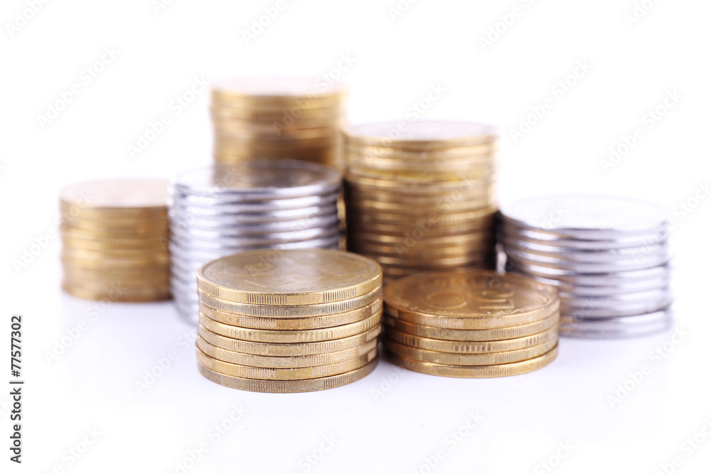Pile of coins isolated on white background Pile of coins isolated on white background