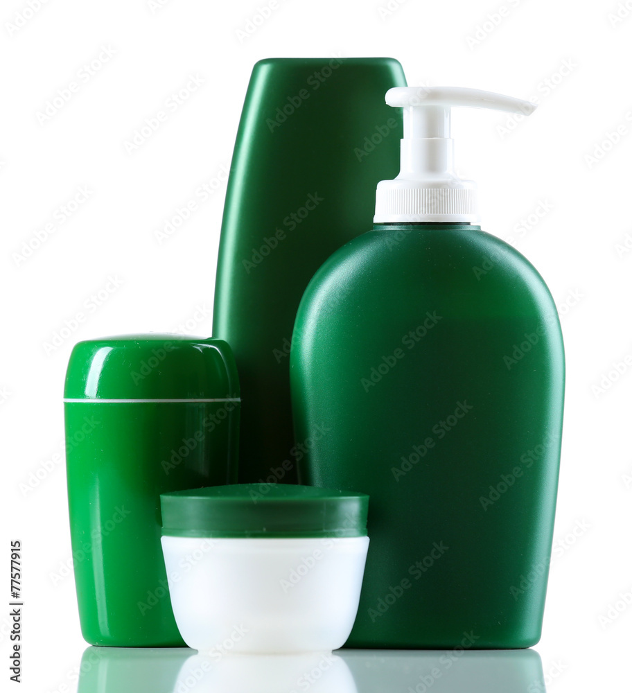 Cosmetic bottles isolated on white background