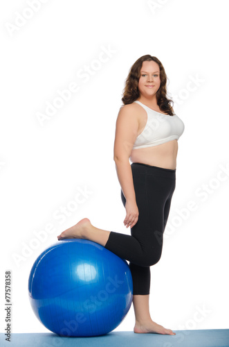 thick woman with big blue ball fitness