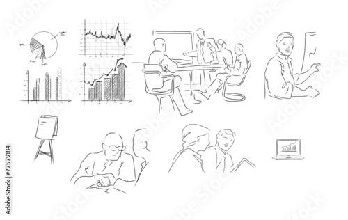 Business meetings sketch illustration hand drawing