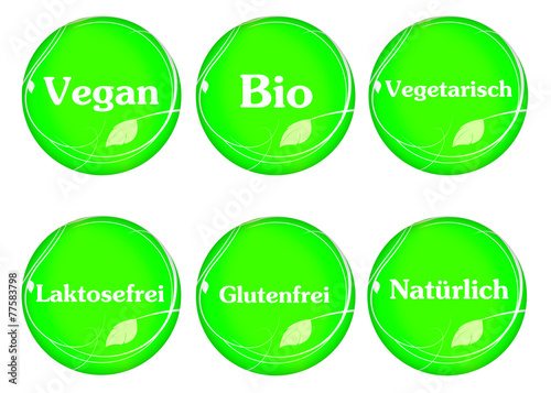 Vegan, Vegetarisch, Bio Button - Logo