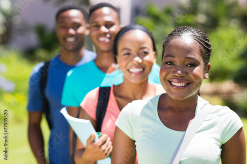 group of african university students standing in a row