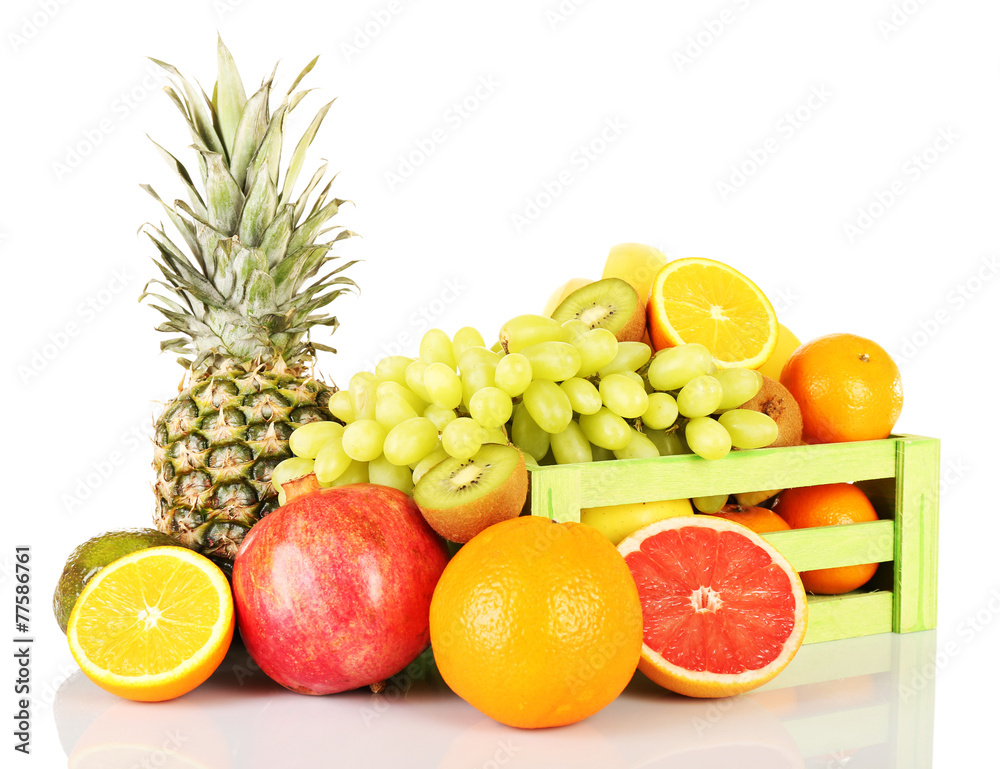 Assortment of exotic fruits isolated on white Assortment of exotic fruits isolated on white
