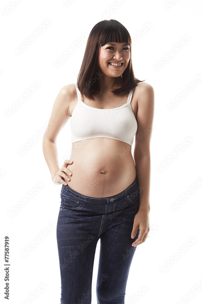 Asian pregnant woman happy Asian pregnant woman happy