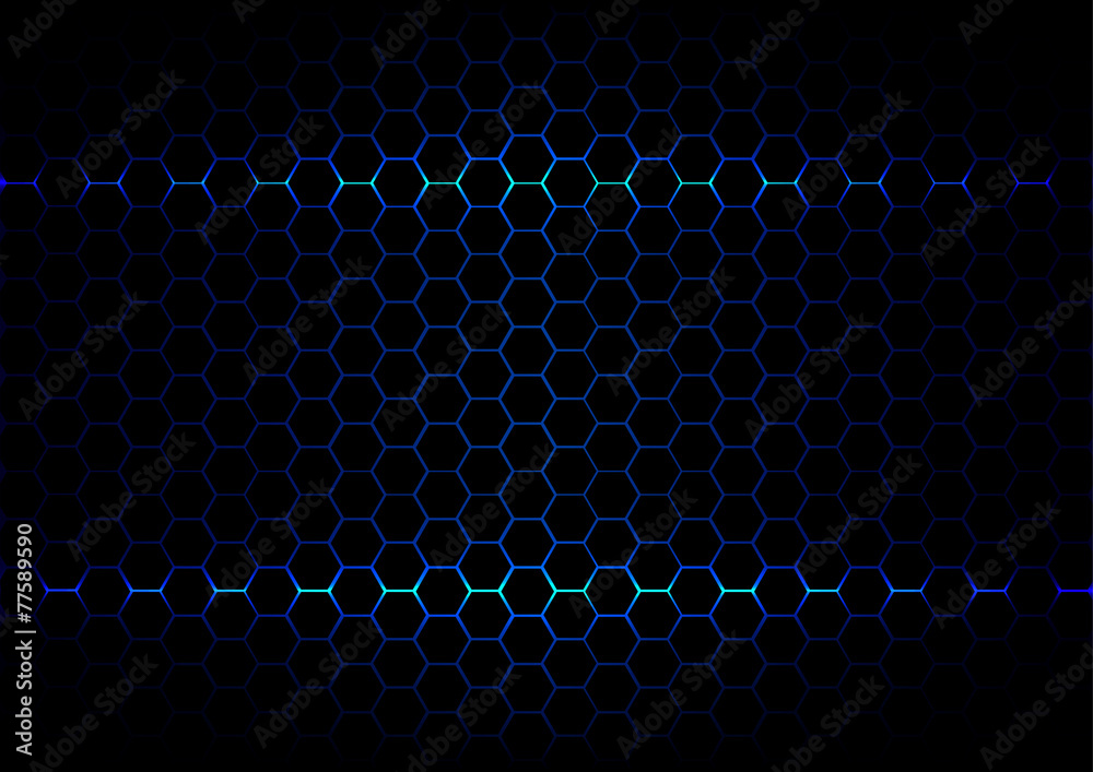 abstract hexagon blue light technology on black color backgroun abstract hexagon blue light technology on black color backgroun