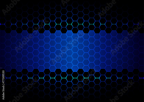 abstract hexagon blue light and black light technology