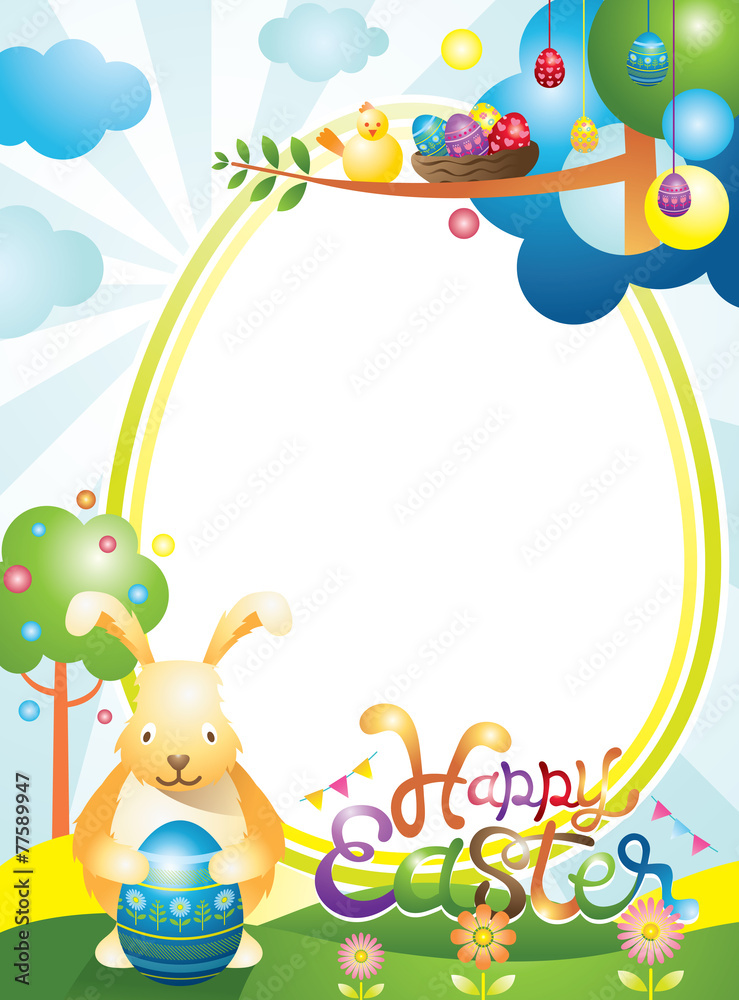 Obraz premium Easter with Bunny and Eggs Frame
