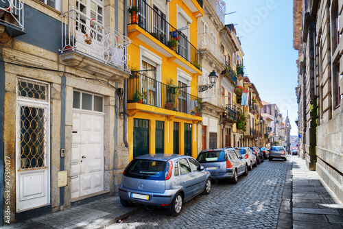 Colorful facades of old houses on the street of the historic cen © efired