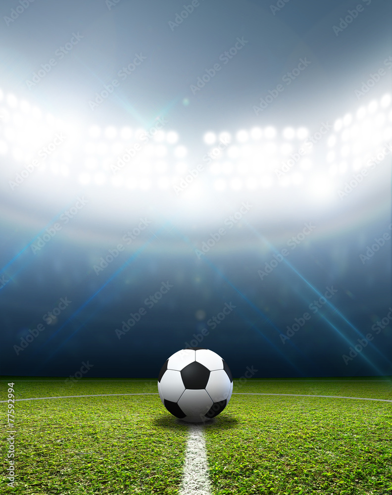 Stadium And Soccer Ball - obrazy, fototapety, plakaty 