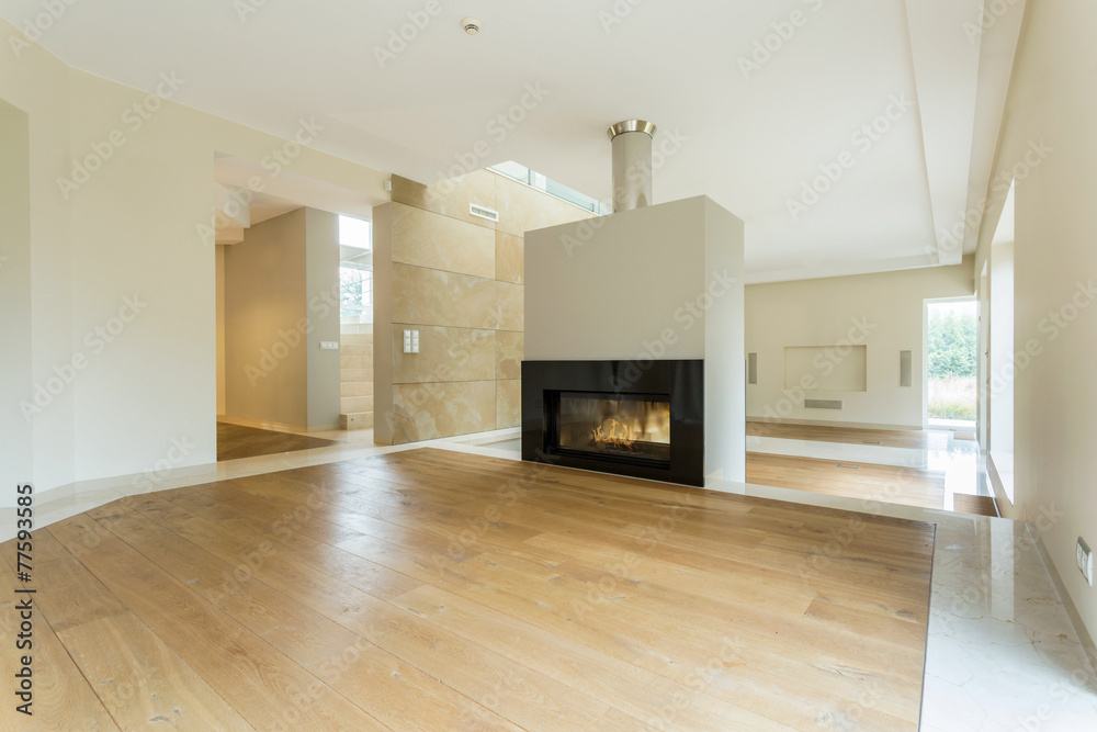 Obraz premium Fireplace in spacious room
