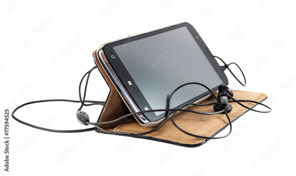 Smartphone with headphones Smartphone with headphones