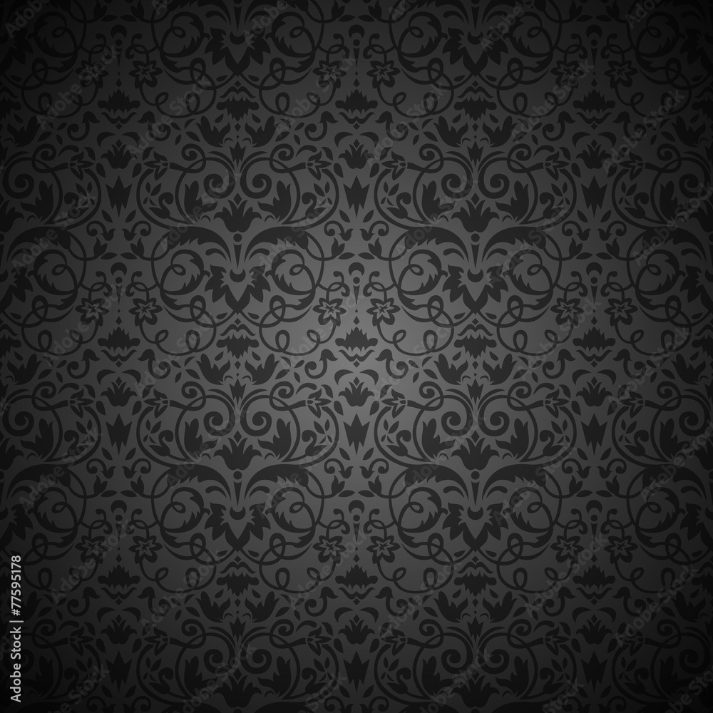 Black Seamless floral Pattern. Black Seamless floral Pattern.