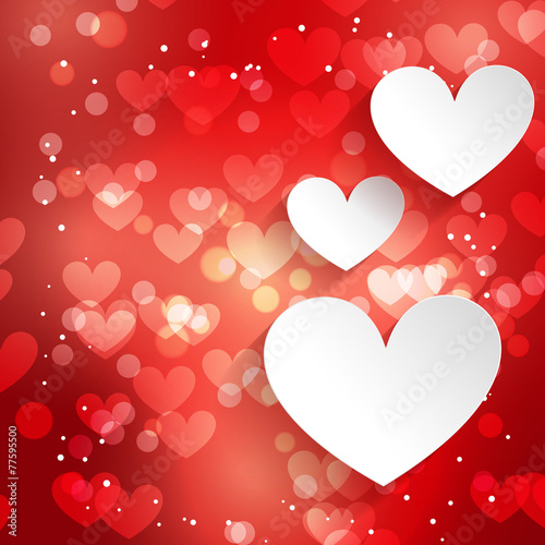 background of hearts with bokeh effect