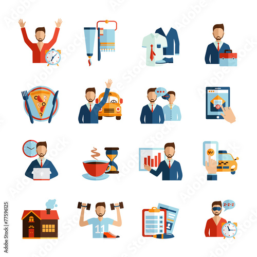 Man Daily Routine Icons