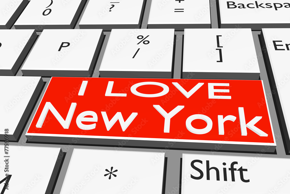 Computer keyboard with font I Love New York Computer keyboard with font I Love New York