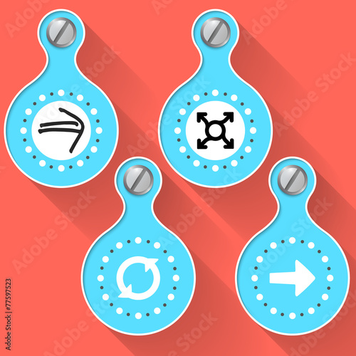 Colored four abstract vector objects and arrows
