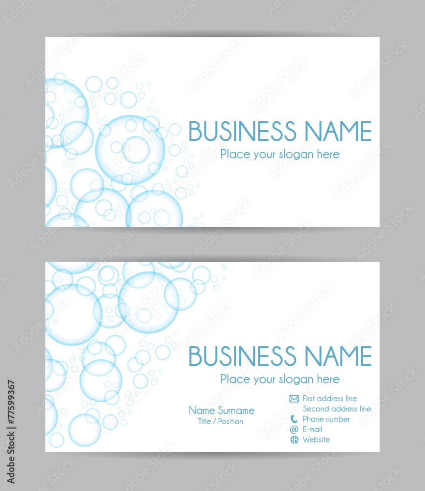 Business card. Flat design. Front and back set V.