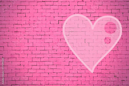 brick wall graffiti heart, valentines day background