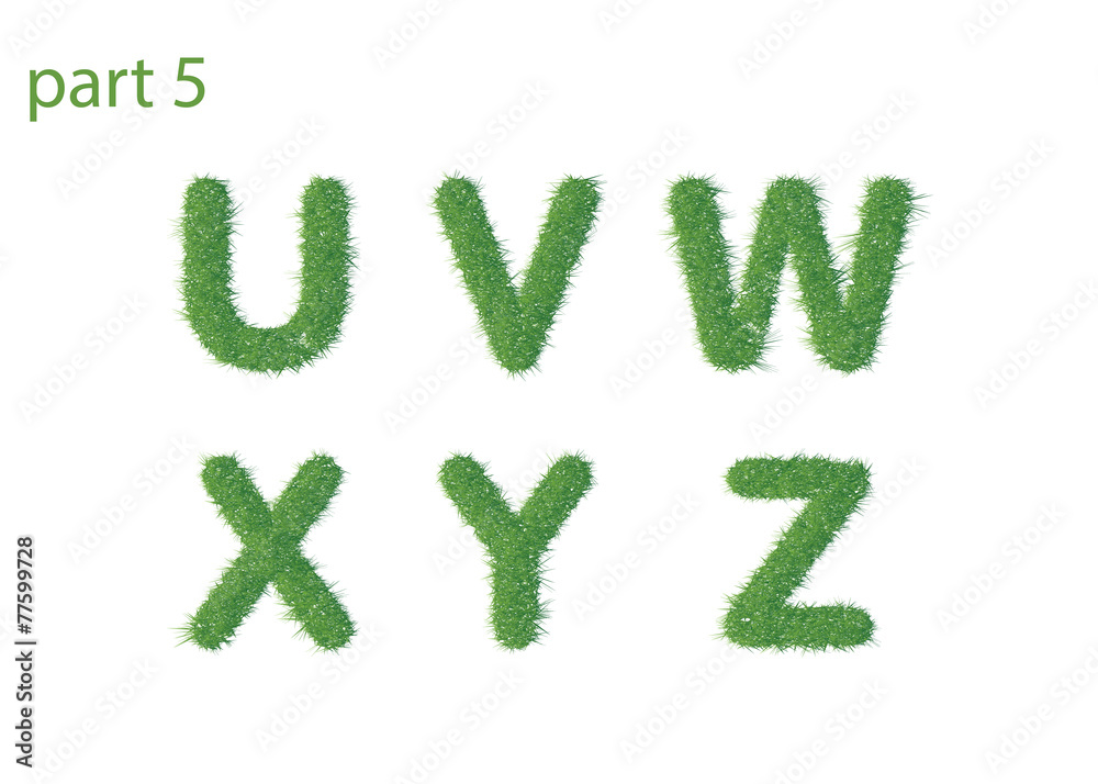 Caps letter text of green grass part five Caps letter text of green grass part five