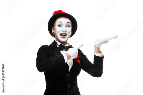 Portrait of the surprised and joyful mime photo