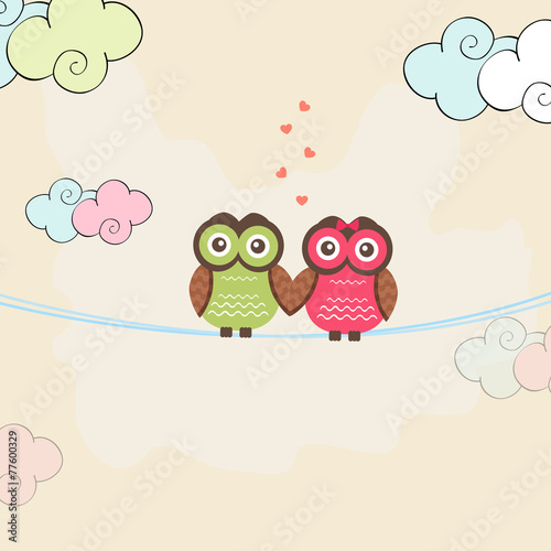 Happy Valentines Day celebrations with cute owl couple.