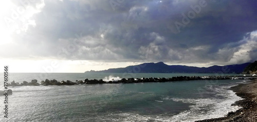 Stormy seascape With Portofino Mount in the background