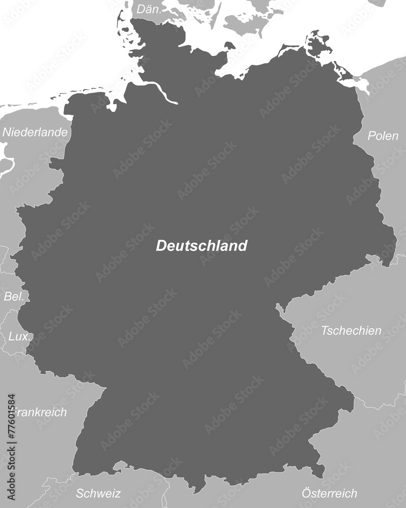 Deutschland in Graustufen (beschriftet)