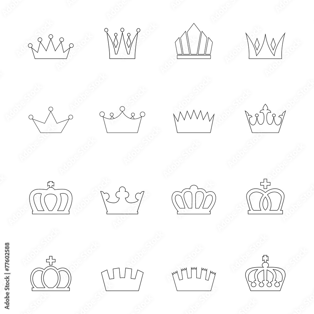 Set of crown icons, vector illustration Set of crown icons, vector illustration