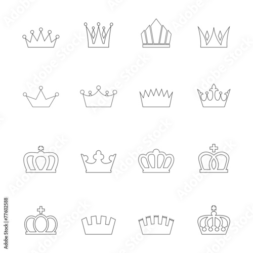 Set of crown icons, vector illustration